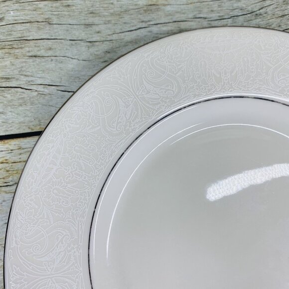 American Manor China CHANTILLY Cream Flowers Platinum Salad Lunch Plates Set 7 - Picture 12 of 16